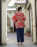 SCARLET DOG PRINT Cotton Kaftan Set - SanskrutiHomes 
