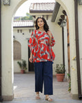SCARLET DOG PRINT Cotton Kaftan Set - SanskrutiHomes 