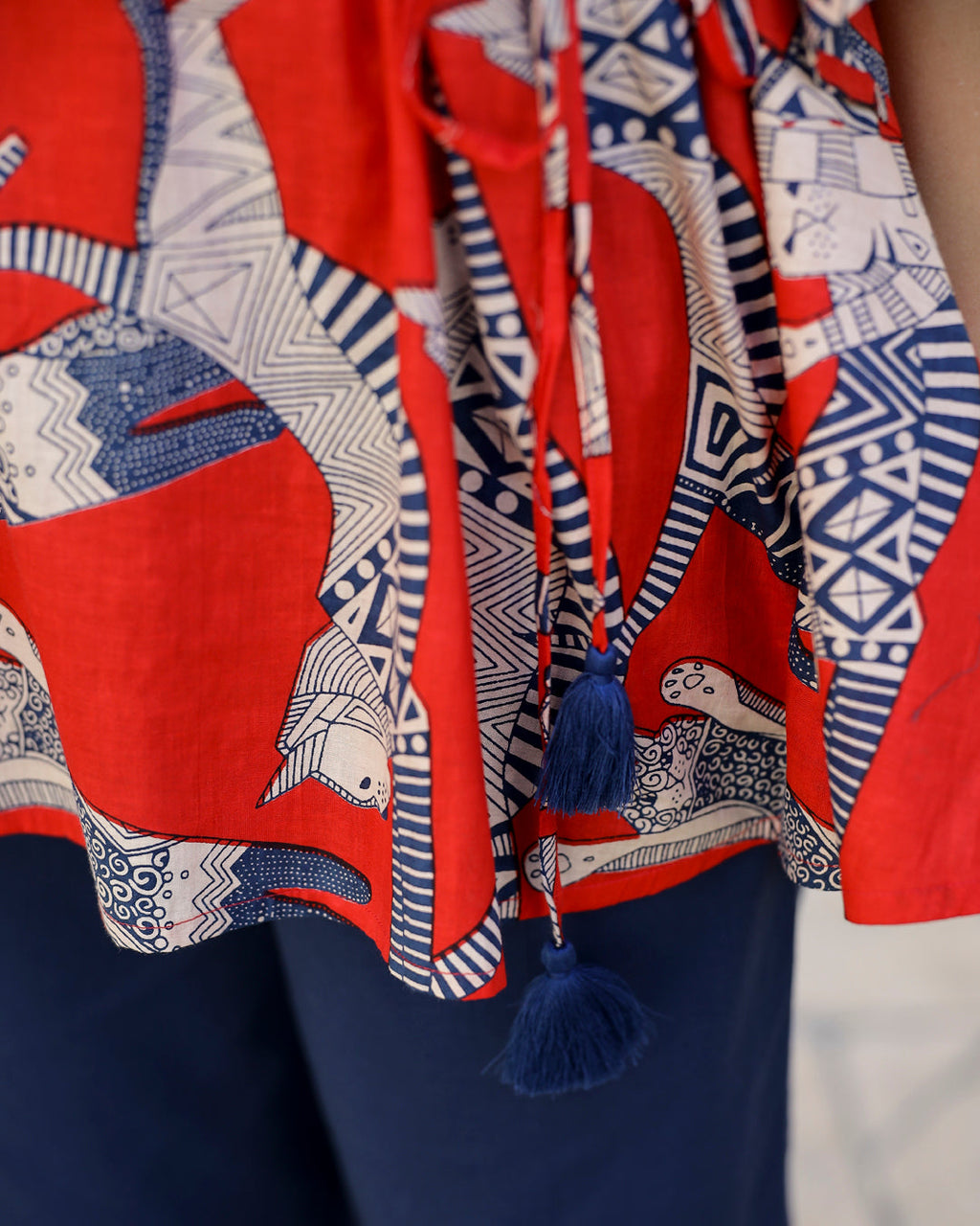 SCARLET DOG PRINT Cotton Kaftan Set - SanskrutiHomes 