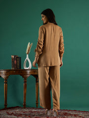 Brown Solid Print Cotton Co-Ord Set