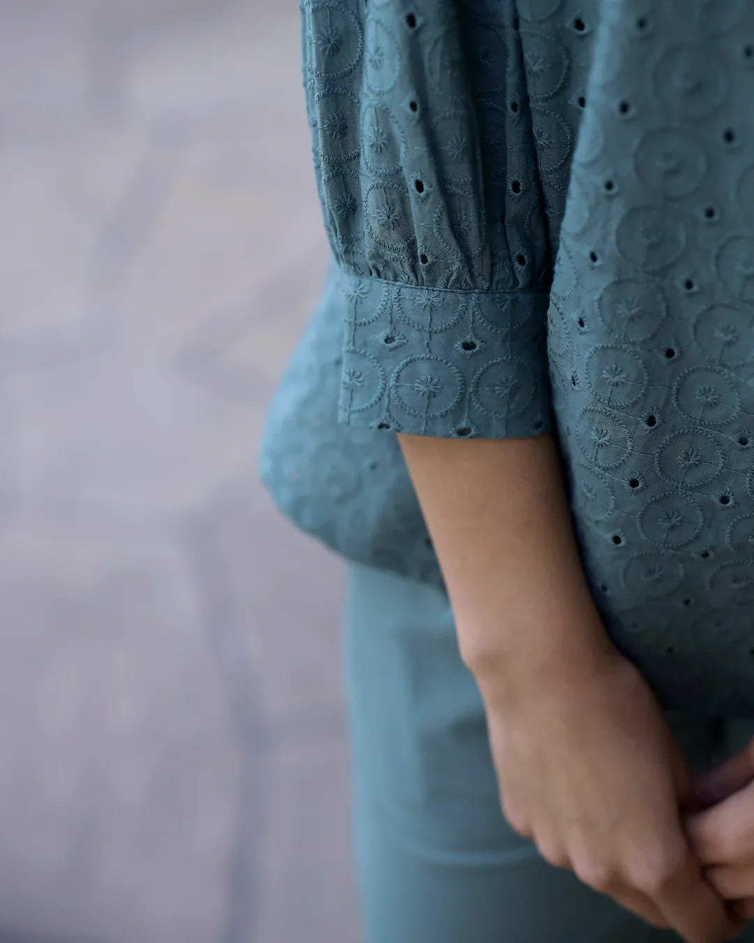 Teal shifli Cotton Co-Ord Set - SanskrutiHomes 