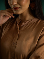 Brown Solid Print Cotton Co-Ord Set