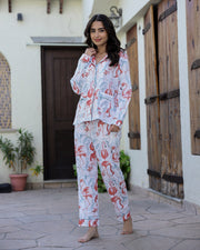 Floral Printed Night Suit Set - SanskrutiHomes 