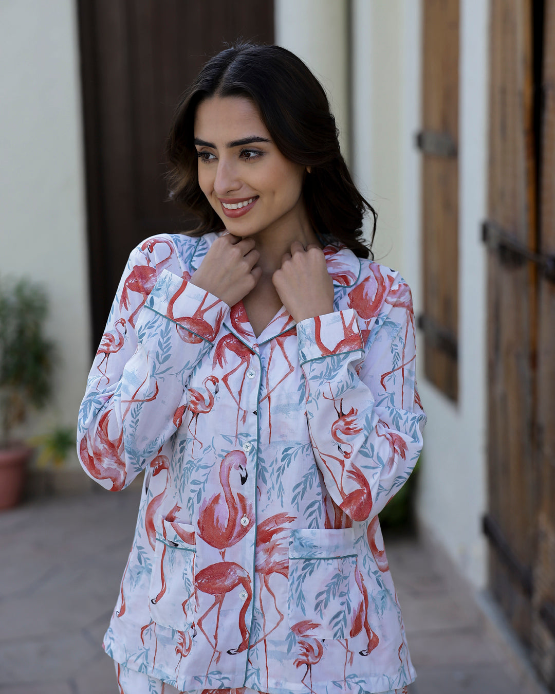 Floral Printed Night Suit Set - SanskrutiHomes 