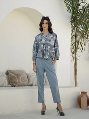 Grey Animal Print Cotton Co-ords Set - SanskrutiHomes 