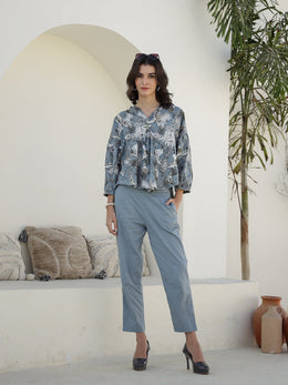 Grey Animal Print Cotton Co-Ords Set