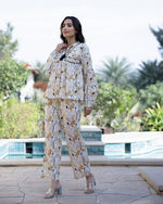 Printed Pure Cotton Mandarin Collar Neck Top & Trouser Co-Ords - SanskrutiHomes 
