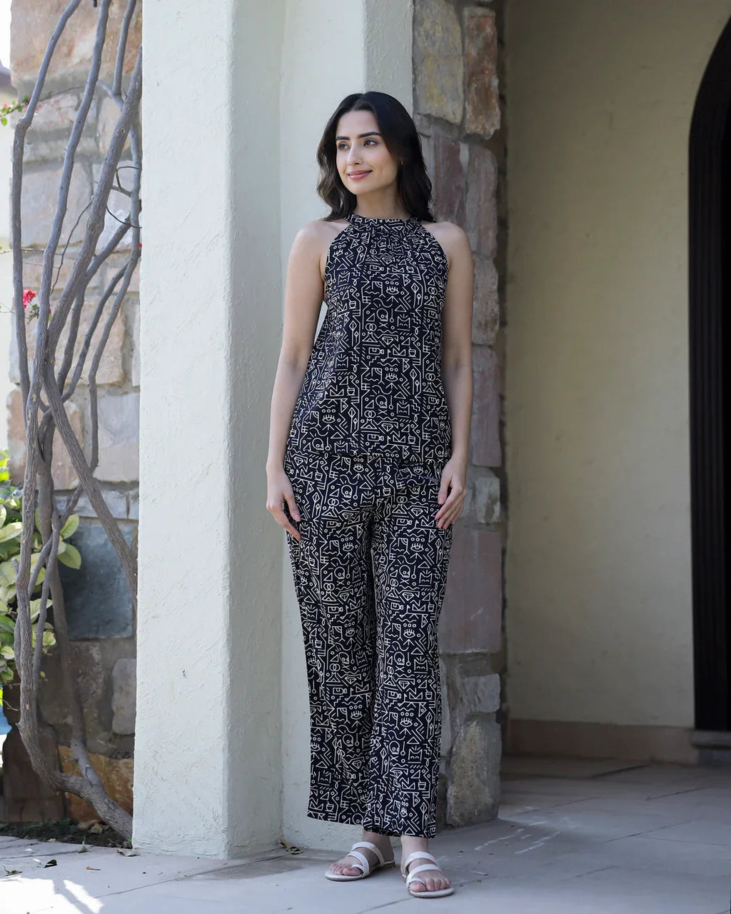 Printed Top With Trousers Co-Ords - SanskrutiHomes 