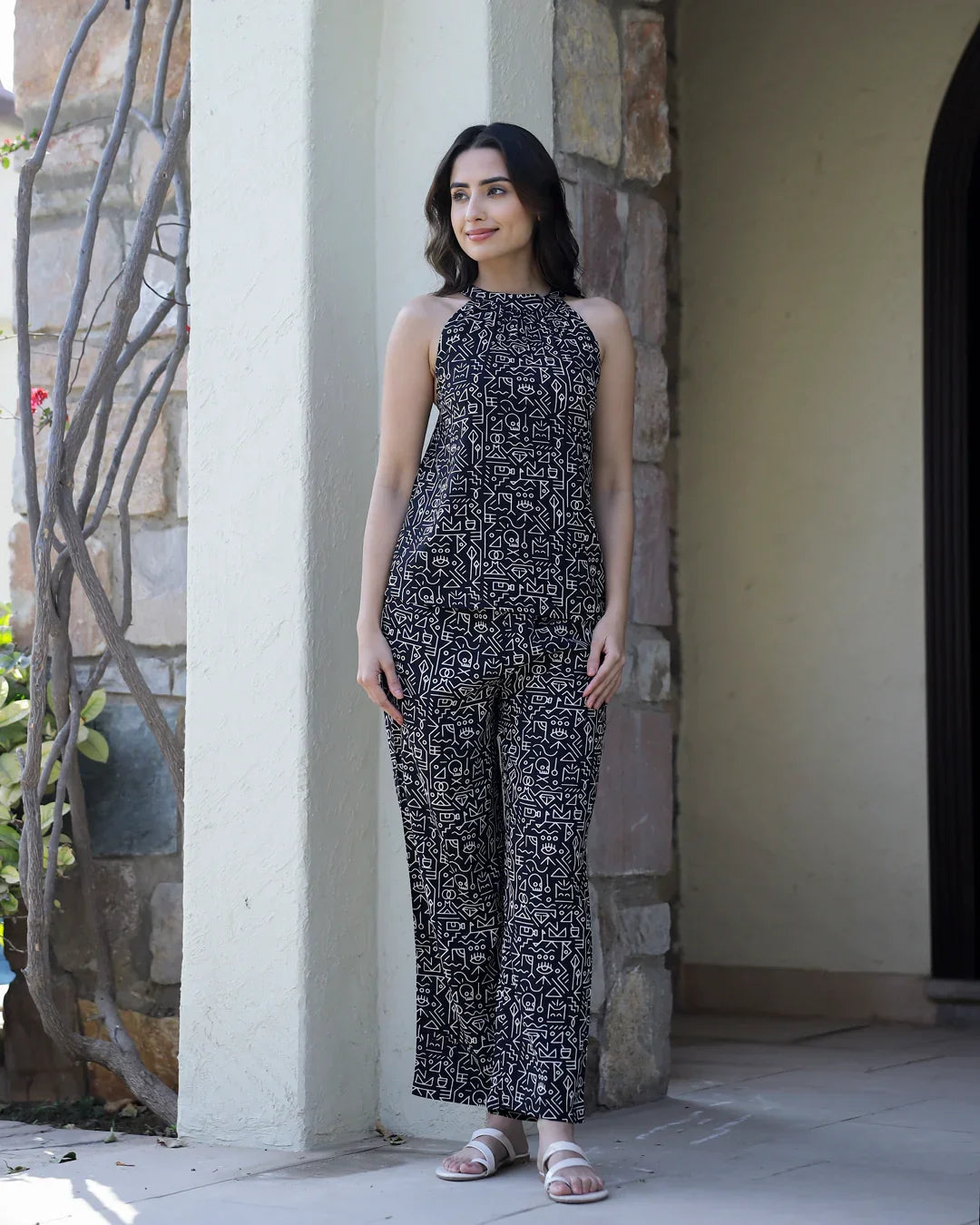 Printed Top With Trousers Co-Ords - SanskrutiHomes 