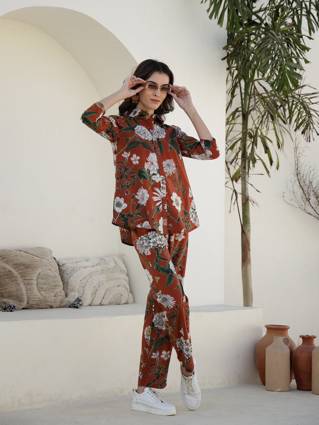 Printed Top With Trousers Co-Ords - SanskrutiHomes 