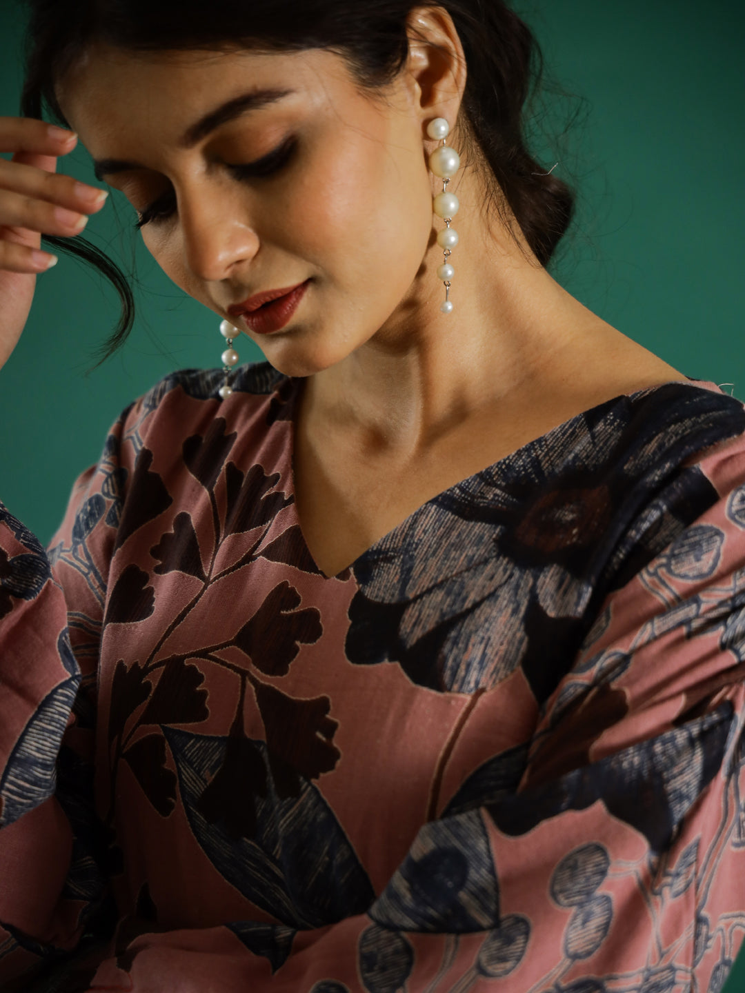 Brown Floral Printed Dress for Women - SanskrutiHomes 