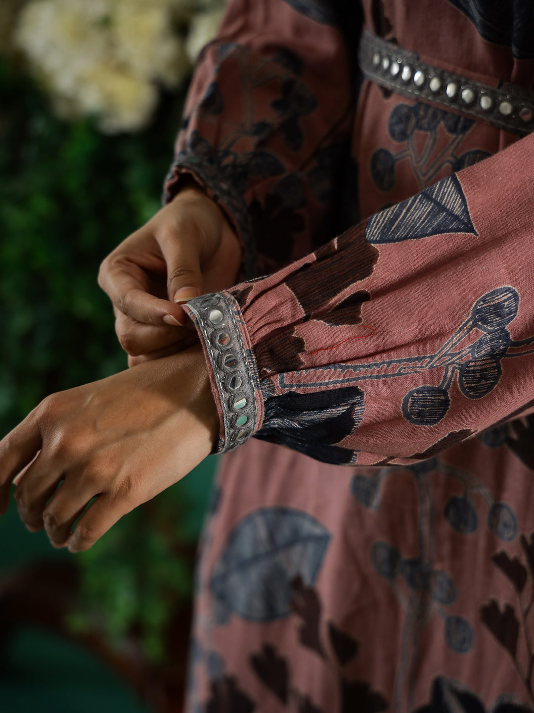 Brown Floral Printed Dress for Women - SanskrutiHomes 