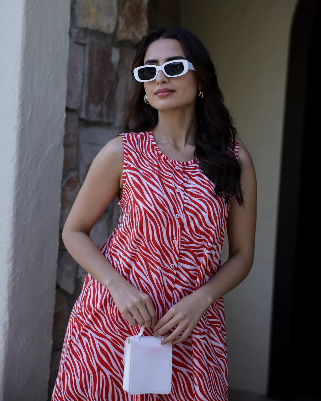 TIGER Printed red sleeveless Jumpsuit - SanskrutiHomes 