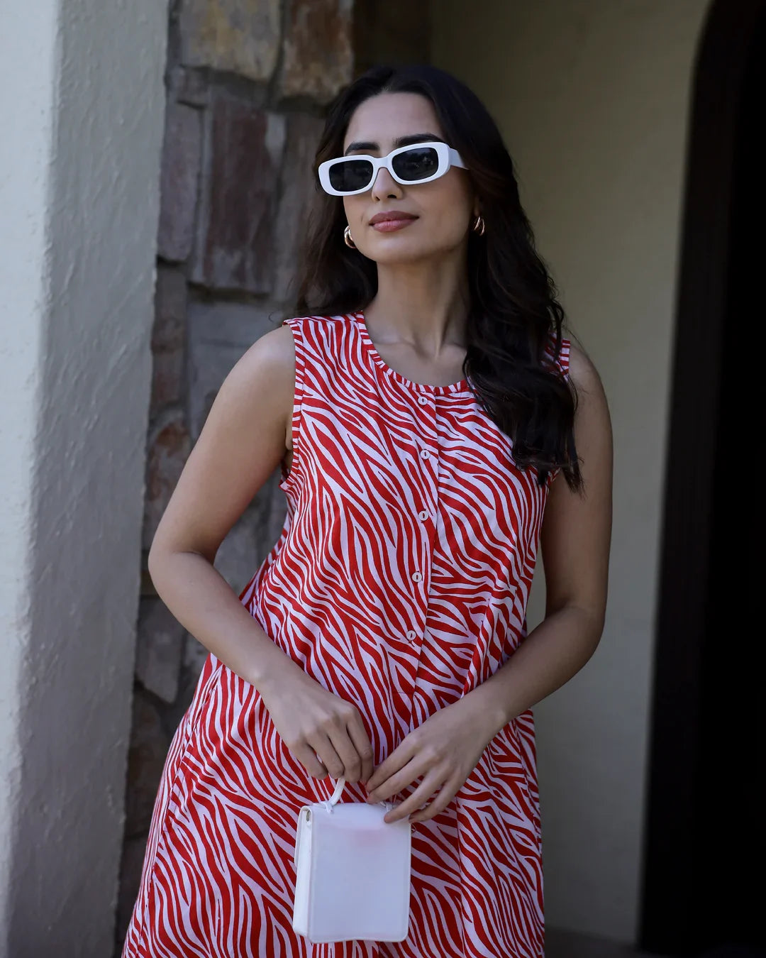 TIGER Printed red sleeveless Jumpsuit - SanskrutiHomes 