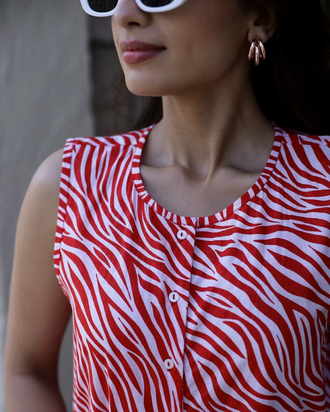 TIGER Printed red sleeveless Jumpsuit - SanskrutiHomes 
