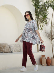 Round Neck Floral Printed Co-Ords Set
