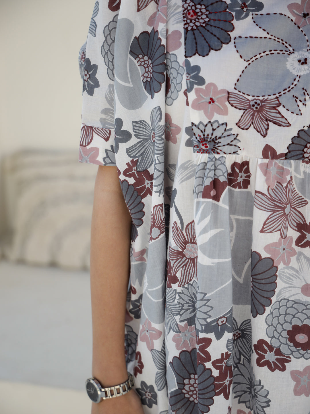 Round Neck Floral Printed Co-ords Set - SanskrutiHomes 