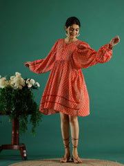 Orange Printed Dress For Women