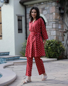 BERRY HEART Cotton Valentine Night Suit 4 PC Set - SanskrutiHomes 