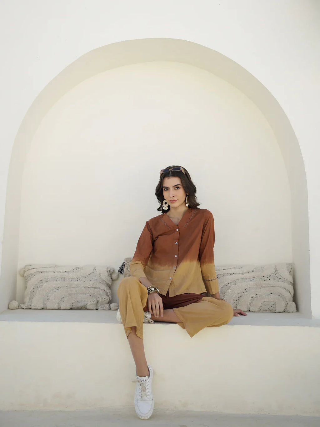 Solid Print Cotton Night Suit for Women - SanskrutiHomes 