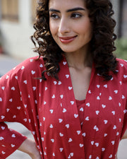BERRY HEART Cotton Valentine Night Suit 4 PC Set - SanskrutiHomes 