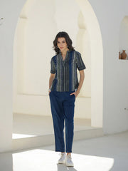 Stripes Printed Cotton Night Suit - SanskrutiHomes 
