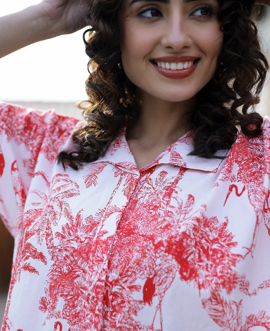 Red Pure Cotton Night Suit Set - SanskrutiHomes 