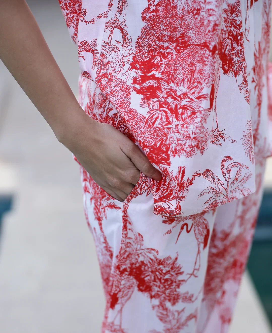 Red Pure Cotton Night Suit Set - SanskrutiHomes 