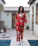 Maroon Pure Cotton Night Suit Set - SanskrutiHomes 