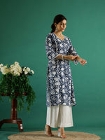 Floral Printed Round Neck Kurta for Women - SanskrutiHomes 