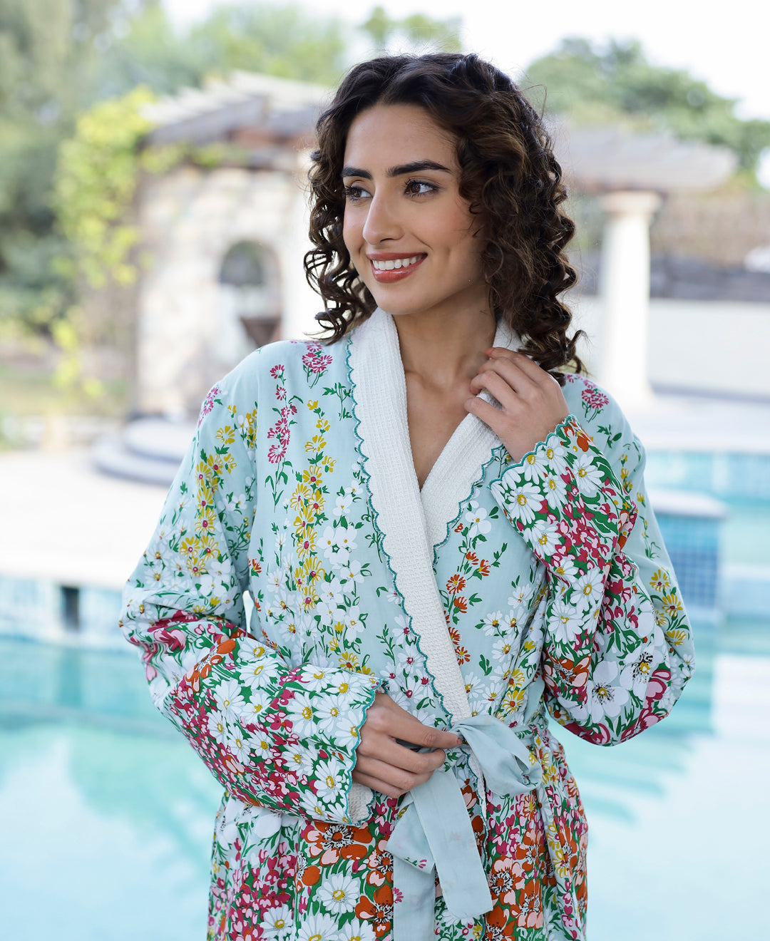 Cotton Multi Colour Towel Bath Robe - SanskrutiHomes 