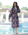 Cotton Black Towel Bathrobe For Women