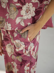 Green Flower Printed Round Neck Cotton Kurta - SanskrutiHomes 