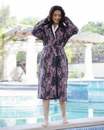 Cotton Black Towel Bath Robe - SanskrutiHomes 