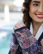 Cotton Black Towel Bath Robe - SanskrutiHomes 