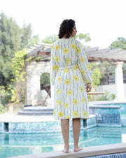 Cotton Off White Towel Bath Robe - SanskrutiHomes 