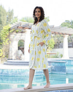 Cotton Off White Towel Bath Robe - SanskrutiHomes 