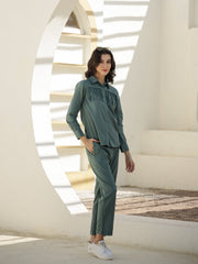 Green Solid Print Cotton Co-Ords Set