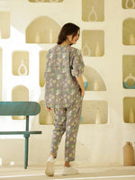 Collared Black Night suit set 3 piece - SanskrutiHomes 
