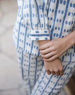 Blue dotted row Cotton Night SUIT - SanskrutiHomes 