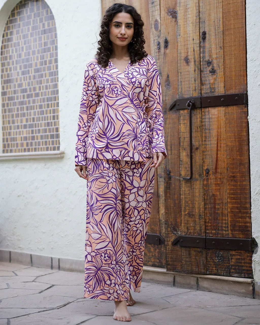Purple Abstract Loungewear Set - SanskrutiHomes 