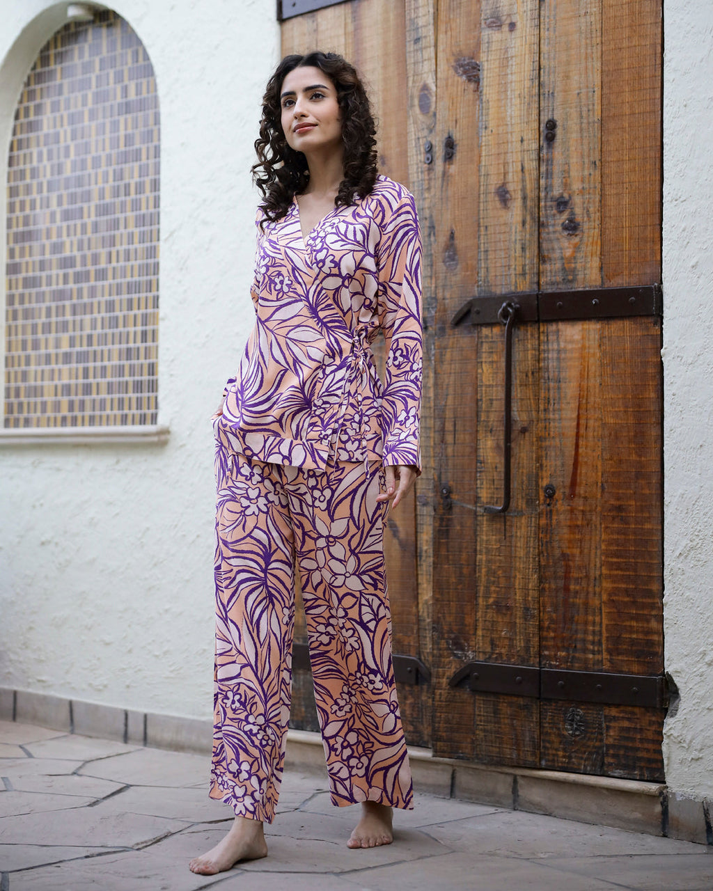 Purple Abstract Loungewear Set - SanskrutiHomes 