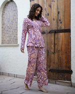 Purple Abstract Loungewear Set - SanskrutiHomes 