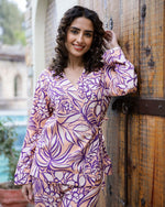 Purple Abstract Loungewear Set - SanskrutiHomes 