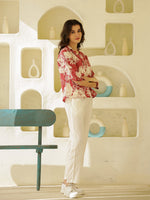 Lavender Solid Cotton Night Suit for Women - SanskrutiHomes 