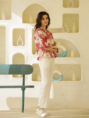 Lavender Solid Cotton Night Suit for Women - SanskrutiHomes 