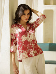 Animal Print Viscose Rayon Night Suit - SanskrutiHomes 