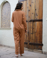 Women Rust Night suit set 3 piece - SanskrutiHomes 