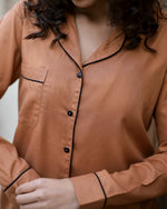Women Rust Night suit set 3 piece - SanskrutiHomes 