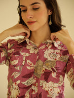 Floral Printed Shirt Collar Co-ord Set - SanskrutiHomes 